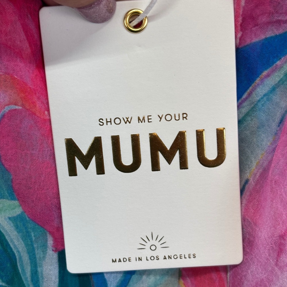 Show Me Your Mumu Floral Tiered Maxi Dress Pink‎ Blue Ruffle Smocked XS New - Picture 5 of 12